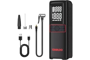 ‎GOOLOO GOOLOO 160PSI Elektrische Luftpumpe für Reifen, 7500mA Mini Kompressor mit Digitalanzeige und LED-Licht, Tragbare Akku Luftpumpe Für Auto, Motorrad, Fahrrad, Bälle