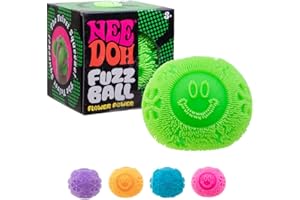 NeeDoh Fuzz Ball Flower Power - Fuzzy Fidget Toy For Kids, Nee Doh Stress Balls, Squishy Fidgets, Squidgy Sensory Toys For Anxiety, Children’s Gifts, Safe & Non-Toxic Dough Texture, Age 3 Year Olds +