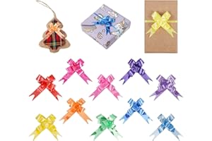 Popuppe 100 Pcs Pull Bows Set,10 Colors Present Basket Knot Ribbon Bows Wrapping Pull Bows,Present String Wrapping Decorative Bows for Wedding Birthday Valentine Present Gifts