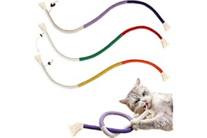 SUOXU Katzenminze Spielzeug Beißseil, Für Katze Zahnpflege Kätzchen Zahnen Kausticks Set, Gegen Mundgeruch Spielzeug Für Katzen, Baumwollseil Katzenspielzeug Mit Katzenminze-3 Stück