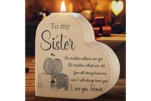 Funnli Sister Gifts, Heart-shaped Candlestick Candle Holders Gifts for Sister, Sister Gifts for Birthday Christmas Mothers Day Wedding Day (Sister)