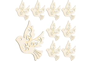 ‎AMOSFUN Amosfun Holz Scheiben Taube Form Natürliche Holz Ausschnitte Holz Anhänger Tisch Streu Deko für DIY Handwerk zum Basteln Bemalen 36x37mm 10 Stück