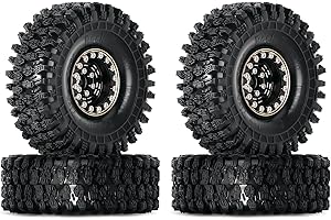 INJORA 1.0 RC Neumáticos Beadlock Latón Rueda Llanta 4 Piezas para 1/18 1/24 RC Crawler Automóvil Axial SCX24 FMS FCX24 FCX18 Gladiator Bronco C10 JLU Deadbolt B17 Actualización (W1005-T1011)
