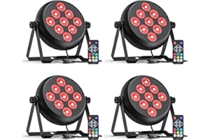 Rtktoup 4PCS RGBW Foco Par LED, 9 LED Luz de Escenario DMX 5/8CH con Control Remoto y 4 Modos de Control, Luces Discoteca para DJ, Fiesta, Bar, Boda, Halloween, Navidad