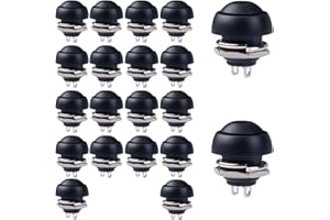 RUNCCI-YUN 20pcs nero Interruttore Pulsante，12mm Mini Pulsanti Temporanei Impermeabile, Mini Pulsanti ON-OFF,Rotonda Interruttore Pulsante 3A/125V 1.5A/250V