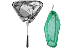DHSBGWSX Red de Pesca Telescópica con Mango Largo, Bolsa de Peces y Red de Limpieza para Estanque y Buceo