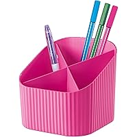 HAN Schreibtischköcher X-LOOP – modernes, junges Design für alle Schreibtischutensilien mit 4 Fächern, pink, 17230-56