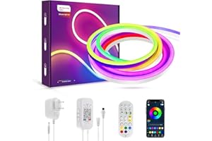LUXONIC Neon LED taśma 5 m Bluetooth z pilotem aplikacja RGBIC IP67 neonowa taśma LED wodoodporna elastyczna taśma do dekoracji wnętrz