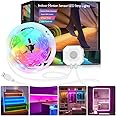 PFUTURE LED Strip Lights with Motion Sensor, 16.4ft RGB, Motion Activated Under Bed Lights with Automatic Shut Off Timer, App Control for Cabinet, Night Light, Closet Lights in Hallway, Kitchen