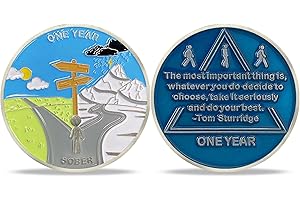 ATSKNSK Pièce de monnaie de 12 mois sobriété AA jetons et médaillons, jeton de récupération obriety (1 an)