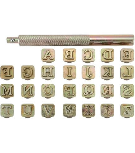 37-teiliges Leder Stempel Set A-Z 0-9 | 6mm Prägestempel | Für Lederarbeiten & Punzieren