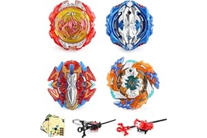 3T6B Peonzas con Lanzador Juguetes Conjunto, 4 PCS Burst Spinning Tops 4D Set con Lanzador Regalo Mejor para Niños