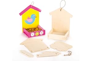 Baker Ross Lot de 3 Boîtes de Coloriage en Bois pour Enfants, 19cm x 16cm x 11cm