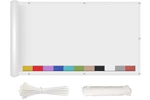 NKADNB Osłona balkonowa na balkon, 75 x 250 cm, ochrona przed wiatrem, ochrona UV, w wielu rozmiarach i kolorach, wysokiej jakości ochrona przed wzrokiem na balkon, biała