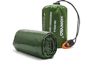 HONYAO Koc ratunkowy, do spania, survivalu, na biwak, pierwszej pomocy, wodoszczelny, namiot awaryjny, ultralekki, z gwizdkami sygnalizacyjnymi, na kemping, wędrówki