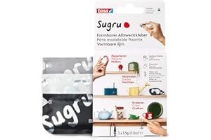 tesa® Sugru uniwersalny klej formowalny – masa klejąca do różnych zastosowań – do dekoracji, klejenia, napraw i kreatywnego majsterkowania – 3 x 3,5 g, kolor: czarny, biały & szary