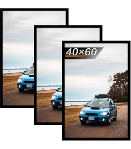 3 Cornici Portafoto In Alluminio 40x60 Cm - Con Vetro Plexi Infrangibile E Passepartout, Nero - Foto 4