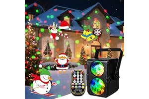 BITOYO Projektor Weihnachten Aussen, LED Weihnachten Aussen Halloween Projektor Outdoor mit Fernbedienung Wasserdicht Christmas Lights, Projektionslampe für Garten Fenster Wand Hof Party Weihnachten Deko