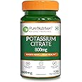 Pure Nutrition Potassium Citrate 800mg - 120 Veg Capsules | Promotes Nerve, Muscle, Joint & Bone Health | Supports Kidney Function & pH Balance | Boosts Electrolyte Levels for Hydration & Overall Wellness | 100% Vegetarian Supplement