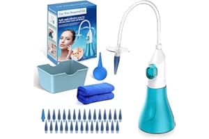 TEMODU Ohrenschmalz Entferner– Manuelles Ohrspülsystem – Ohrenschmalz-Entfernungsset 6 tlg – Ohrreinigungsset – Sicherer und effektiver Ohrenreiniger für Erwachsene und Kinder (30 + 1 Ersatzköpfen)