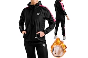 RDX Traje Sauna Mujer Adelgazante, Reach Oeko Tex 100 Certificado, Sudor Chándal con Capucha, Trajes de Sudoración Deportiva Fitness Boxeo Yoga Running Gimnasio, Conjunto de Pantalón Superior
