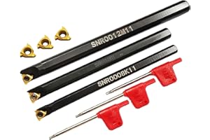 CDIYTOOL Lathe Turning Tools Holder SNR0008K11 SNR0010K11 SNR0012M11, Indexable Internal Threading Boring Bar Set with 6Pcs 11IR A60 Indexable Turning Inserts + 3Pcs T8 Wrench (8/10/12mm)