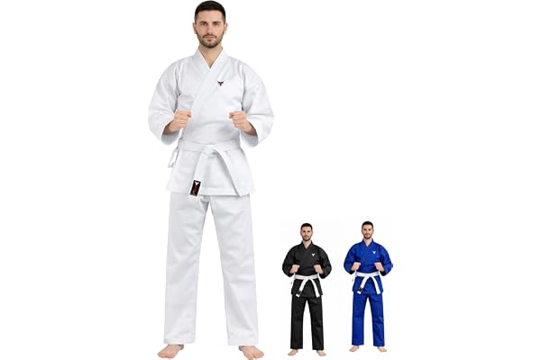 Mytra Fusion Uniforme Gi de Karaté adult avec Ceinture – Tenue d’Entraînement Arts Martiaux 200 g pour Hommes et Femmes – Tenue de Karaté Étudiant
