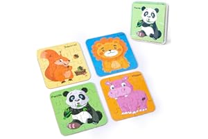 Tangdudu 4 Pezzi Puzzle Legno Bambini 2 3 4 5 Anni, Giochi Bambini 2 Anni, Giochi Montessori 2 3 4 5 Anni, Giochi Educativi 2 3 4 5 Anni, Regalo Bambino Bambina 2 3 4 5 Anni