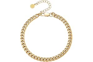 KRKC & CO KEEP REAL KEEP CHAMPION KRKC&CO Cavigliera da Donna 7mm Figaro Braccialetto da Caviglia 18K Oro/Oro Bianco Bracciale da Caviglia Lunghezza Regolabile Gioielli Piedi Regalo per Lei Compleanno Festa