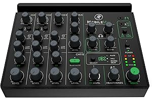MACKIE MobileMix mezclador de 8 canales alimentado por USB para producción audiovisual, sonido en directo y streaming con instrumentos, micrófonos y Bluetooth