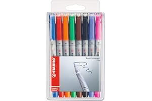 STABILO OHPen - Marqueur - Pochette x 8 marqueurs (encre non-permanente/pointe fine 0,7mm)
