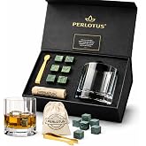 Perlotus 310 cc Churchill Viski Bardağı Granit Viski Taşı Seti Sulandırmadan Soğutan Granit Viski Taşları Hediye Kutusunda