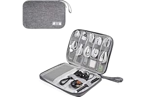 EFFACE Borsa per cavi Borsa elettronica Organizer in tessuto Oxford Materiale antiurto Borsa da viaggio impermeabile per superficie Cavo USB Caricatore per schede SD Disco rigido, Grigio