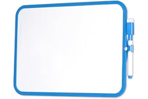 FDD4U A4 Mini Whiteboard - Whiteboard & Pen Set - Dry Erase, Double Sided, Plastic Frame Small Whiteboard - A4 Whiteboard for Kids, Students, Parents, Teachers & More - Includes Whiteboard Pen - Blue