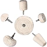 Polishing Wheel,Heatigo 6Pcs White Buffing Wheel Pad Mop Kit Conical/Column/Mushroom/Wheel Shaped Polishing Tool for Metal Al