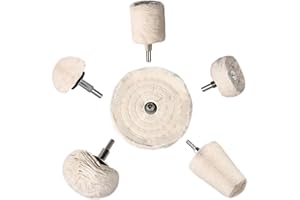 Polishing Wheel,Heatigo 6Pcs White Buffing Wheel Pad Mop Kit Conical/Column/Mushroom/Wheel Shaped Polishing Tool for Metal Aluminum,Stainless Steel,Chrome,Jewelry,Wood,Plastic,Ceramic,Glass,etc