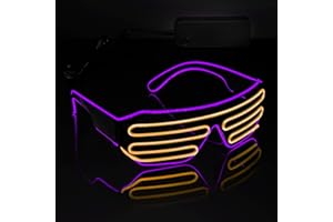 lumous rola 1PCS Glasses Light up El Wire Rave Shutter Glasses, Glow In Dark Flashing Led Sunglasses, Luminous Glasses For Parties, Halloween RB01 PATENTED