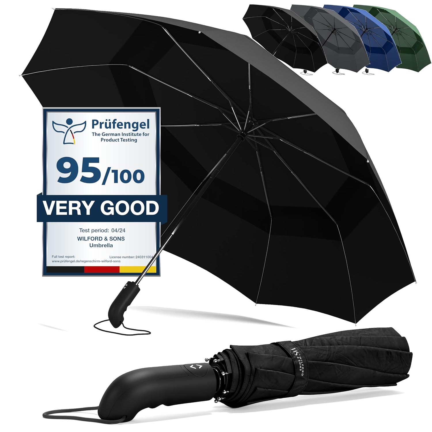 Stormparaplu Opvouwbaar Zak Paraplu Stormproof + Knop Automatisch & Beschermhoes | Heren Dames - Compact Stevig, Teflon Wind & Waterdicht Handvat Polsstrap| Reisparaplu Zakparaplu Golf