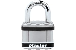 Master Lock M5EURDSTS Candado de resistencia Cubierta del cuerpo de acero laminado, Arco Normal + Marine, Proteja con seguridad barcos y puertas en un entorno naval, plata, Ancho 35 mm