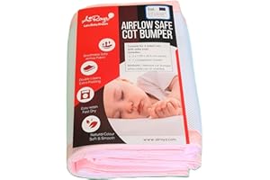 AiRoya® Premium 2-sided Cot Bed Bumper, Double layers for extra-padding, Safety Standard Compliance - BS 1877, Breathable Safe Cot liner (Pink)