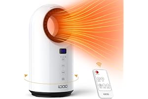 iDOO Calefactor cerámico eléctrico para hogar, con mando a distancia, oscilación, temporizador de hasta 12 horas, Potencia de 1500W que permite calentar rápido, Silencioso y seguro