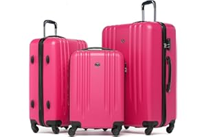 FERGÉ set di 3 valigie viaggio Marseille - bagaglio rigido dure leggera 3 pezzi valigetta 4 ruote rosa