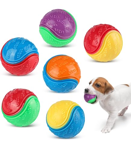 Lot De 6 Balles Lumineuses Pour Chien - 6,5 Cm, Rebond Haute, Caoutchouc Résistant - Jouet Interactif Jour Et Nuit