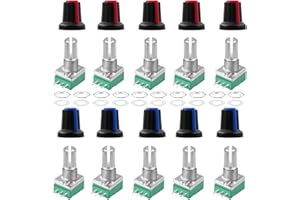 RUNCCI-YUN 10 Sätze RK097N B10K Rändelwelle 3 Klemmen potentiometer,Variable Widerstände, mit Kunststoffknöpfen