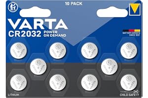 VARTA Batterien Knopfzellen CR2032, 10 Stück, Power on Demand, Lithium Coin, 3V, kindersichere Verpackung, für elektroni