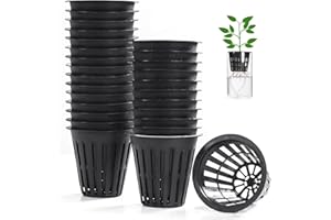 Rmeet 50 Pcs 2 Inch Plastic Hydroponics Planting Mesh Pot Net Plastic Garden Net Cup Pots Basket for Hydroponics Garden Balcony Planting