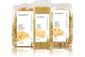 AmoreTerra (18 pz.) Pasta Senatore Cappelli Penne, Spaghetti ed Eliche Bio 500g, Grani antichi, artigianale biologica, trafila al bronzo, essiccata bassa temperatura