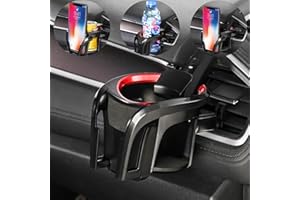 IRYNA Portabicchieri auto,2 in 1 Supporto cellulare per auto universale porta bevande auto regolabile porta telefono macchina per bocchette ventilazione auto,Portabottiglie per bibite,acqua e caffè