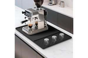 ZICRO Kaffeemaschine Abtropfmatte aus Silikon, 2-in-1 Silikon Matte für Kaffeemaschine for Coffee,Hitzebeständiges Rutschfeste,leicht zu reinigen Trockenmatte für Kaffeemaschine, Küche(Schwarz,60 x 40 cm)