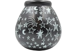 Pot of Dreams Hand Painted Black & White Stars & Moons Save And Smash Handcrafted Ceramic Money Box Piggy Bank | Perfect Decorative Gift and Save for New Toys & Video Games